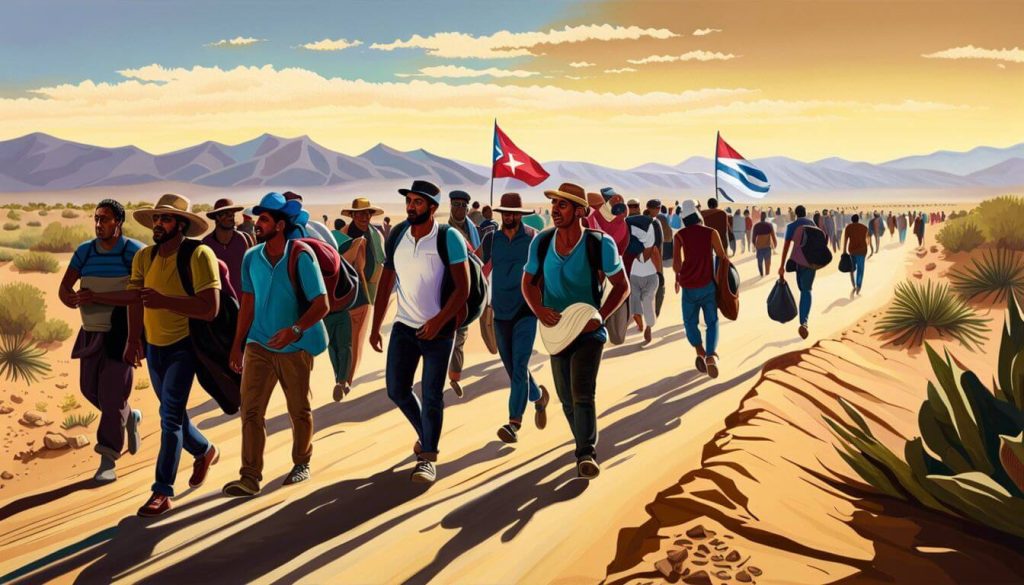 Grupo de migrantes cubanos rumbo a la frontera de EEUU