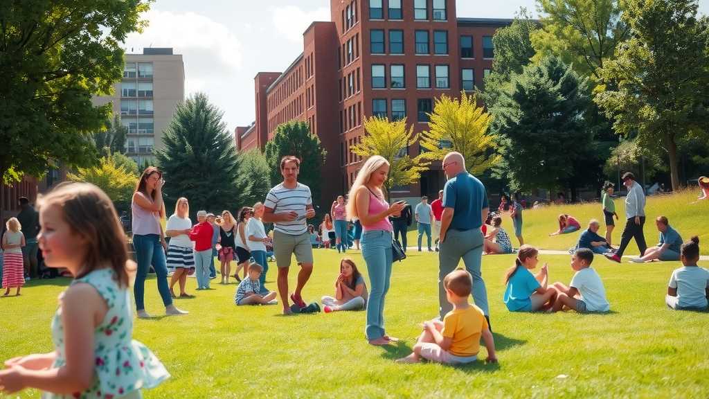 Families enjoying a sunny day in a park, reflecting diverse cultural backgrounds.