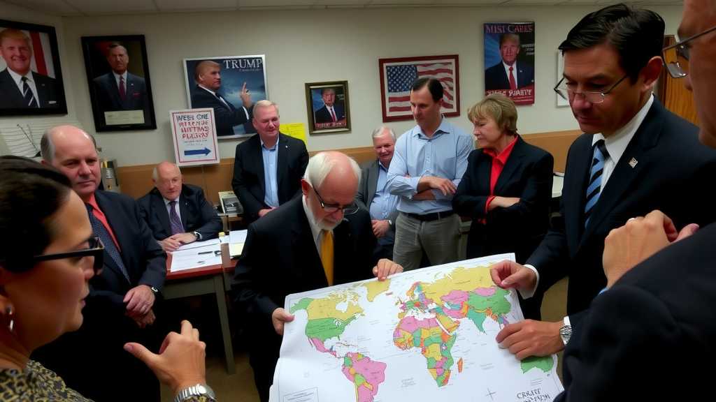 Officials in a political office discussing immigration policies.