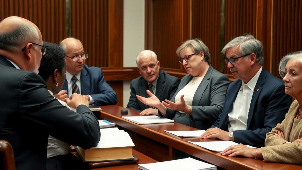 grupo de expertos legales en un ambiente judicial discutiendo la ley de inmigracionjpeg