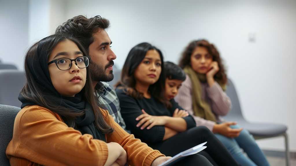 Family in immigration office
