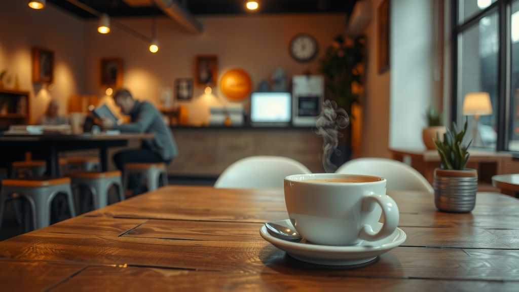 A cozy coffee shop scene