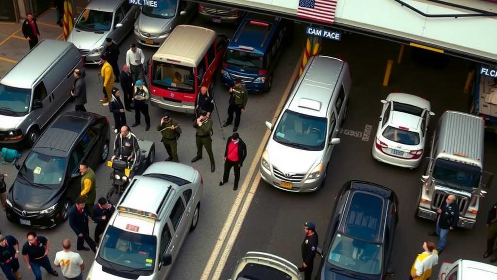 Busy border crossing captured during heightened security