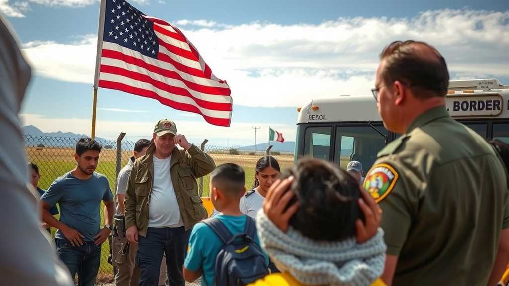 agente de la patrulla fronteriza de ee uu supervisando a los inmigrantes en la fronterajpeg