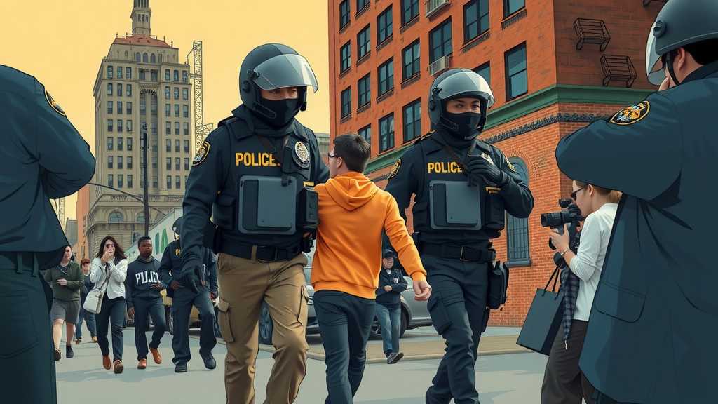 agentes de la ley arrestando a un sospechoso en un entorno urbanojpeg