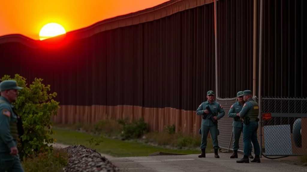 seguridad fronteriza entre ee uu y mexico al amanecer con presencia militarjpeg