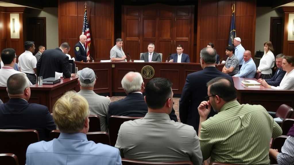 Courtroom setting for immigration hearings