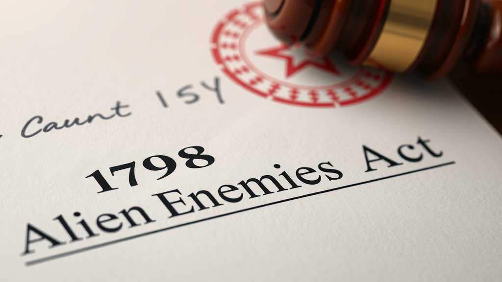 Close-up of legal document with Alien Enemies Act highlighted