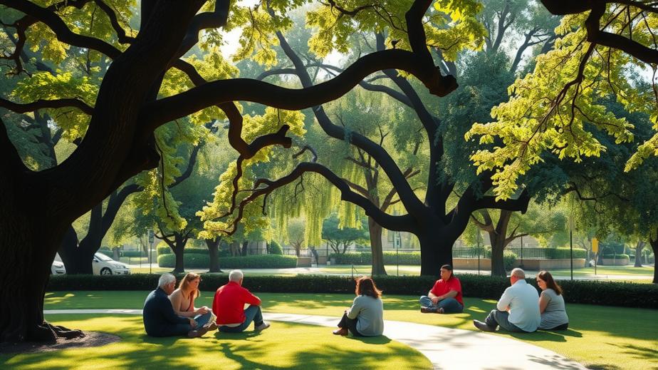 Community gathering in a park
