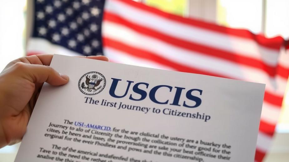 Document showcasing USCIS logo with American flag in the background.