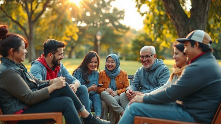 Community gathering in a park.