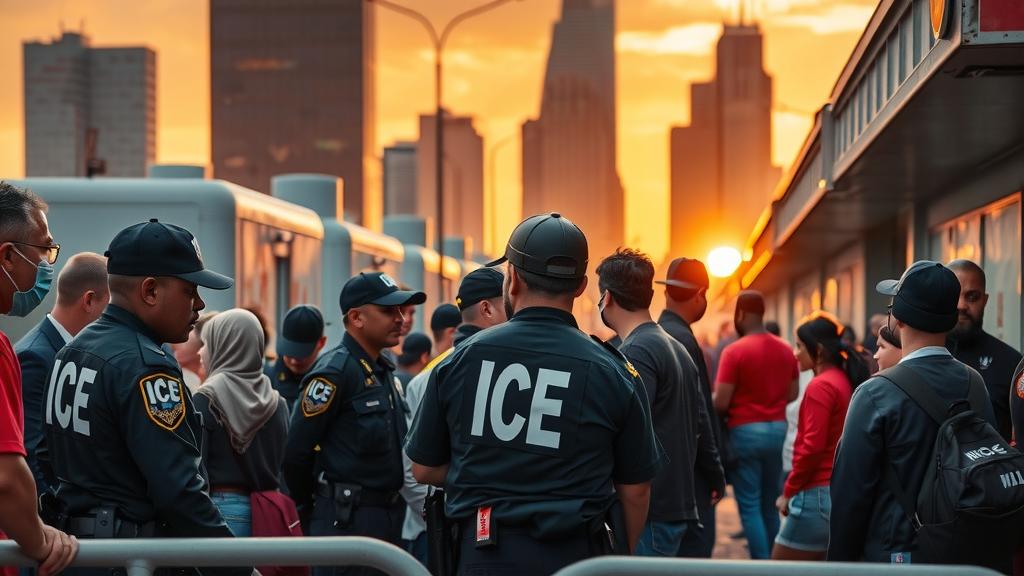 ICE agents conducting arrests in Los Angeles.