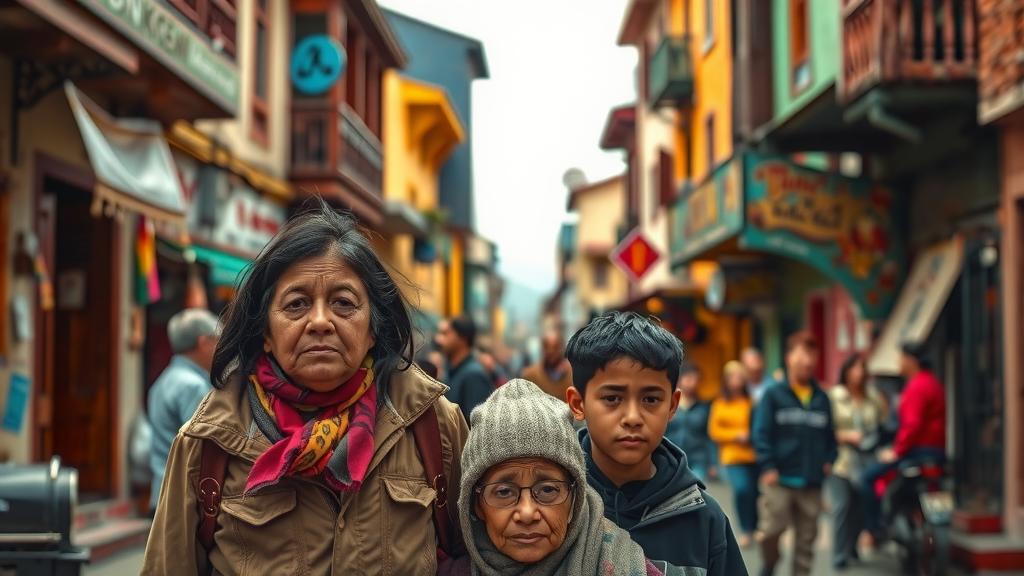 Immigrant family in neighborhood