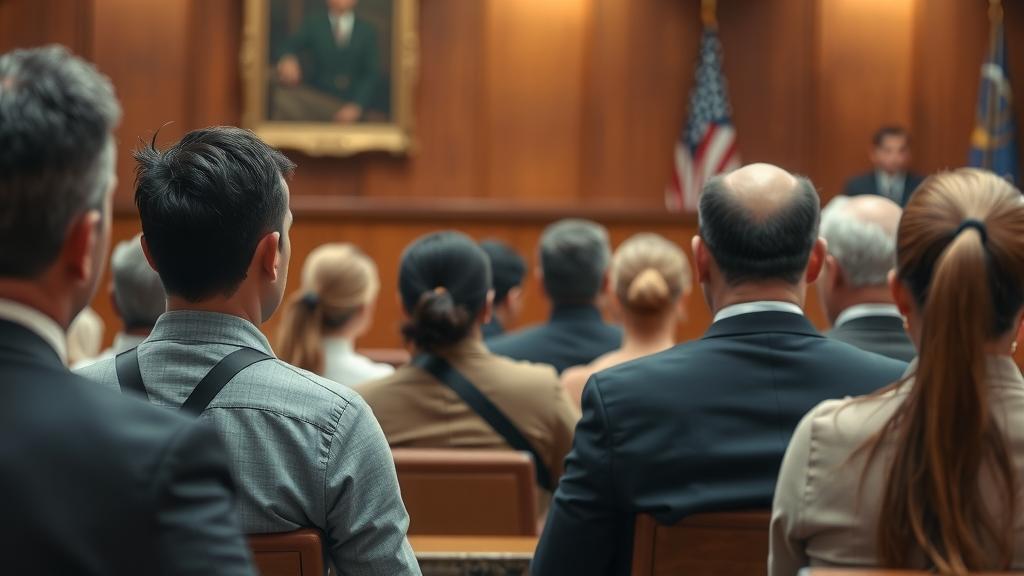 img immigration hearing in a courtroom focusing on the expressions of the attendees