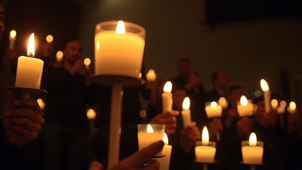 Vigil for deported immigrants with candlelight.