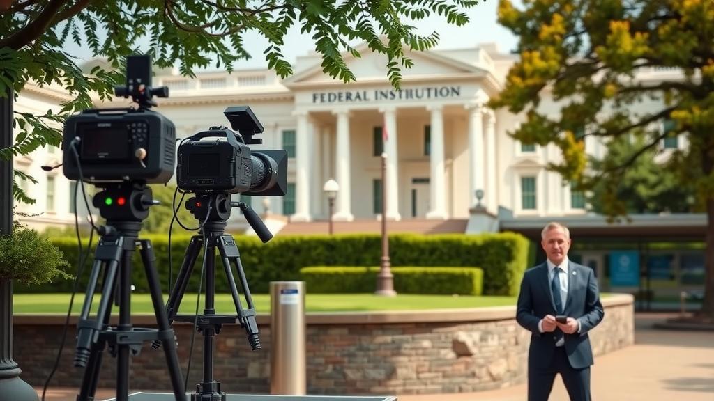 Reporter delivering a news segment about immigration policies.