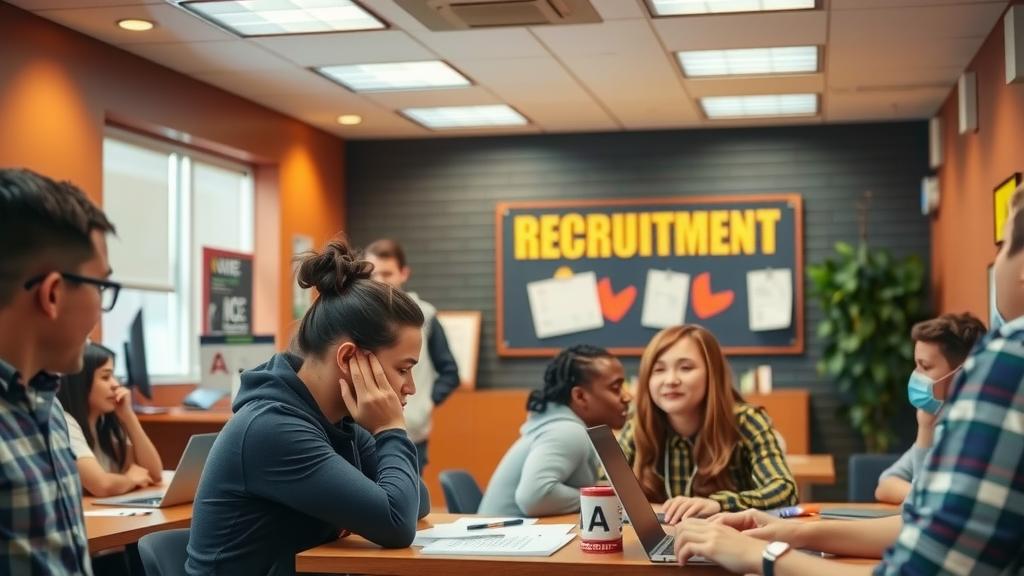 ICE recruitment center filled with potential agents.