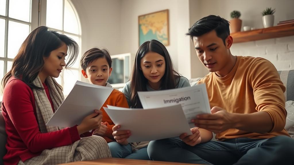 Immigrant family discussing their immigration options.