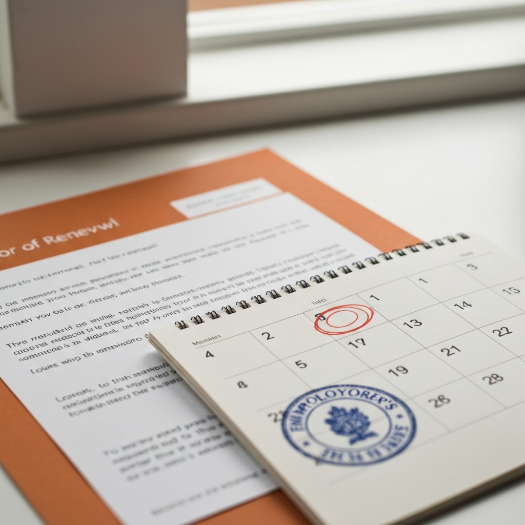 Primer plano de documentos de autorizacion de empleo y calendario, simbolizando vencimientos.