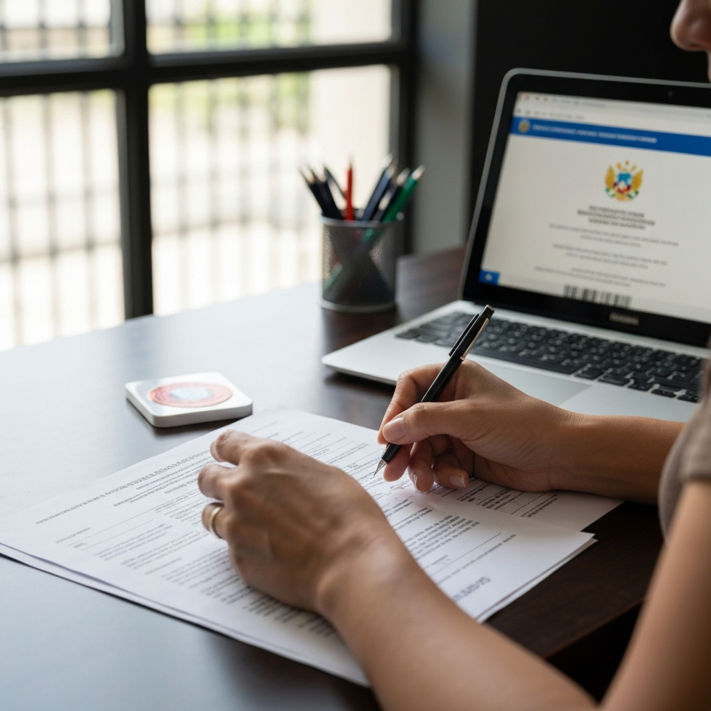 que pasa si me quedo ilegal en Estados Unidos manos firmando documentos