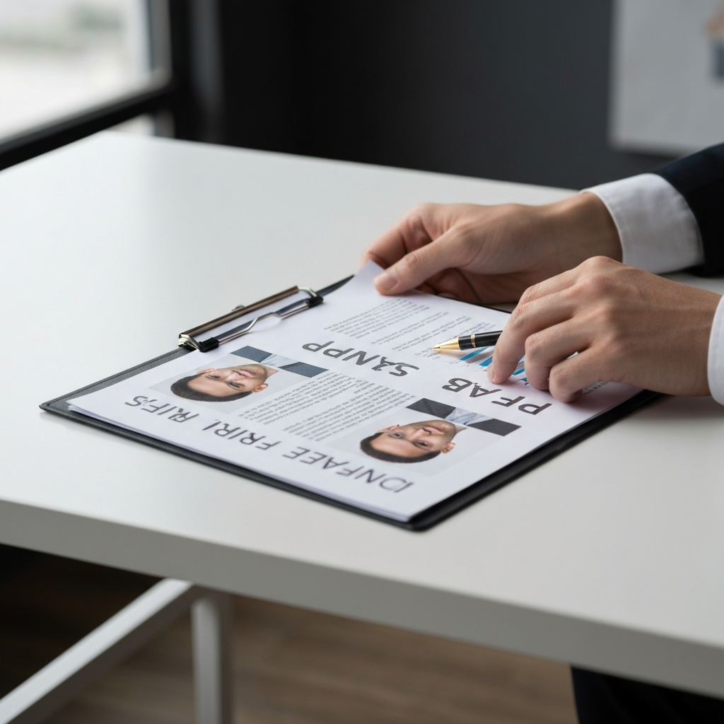 Mesa minimalista con documentacion, carpeta de plan de negocio y evidencias visibles, visa de inversion para emprender.