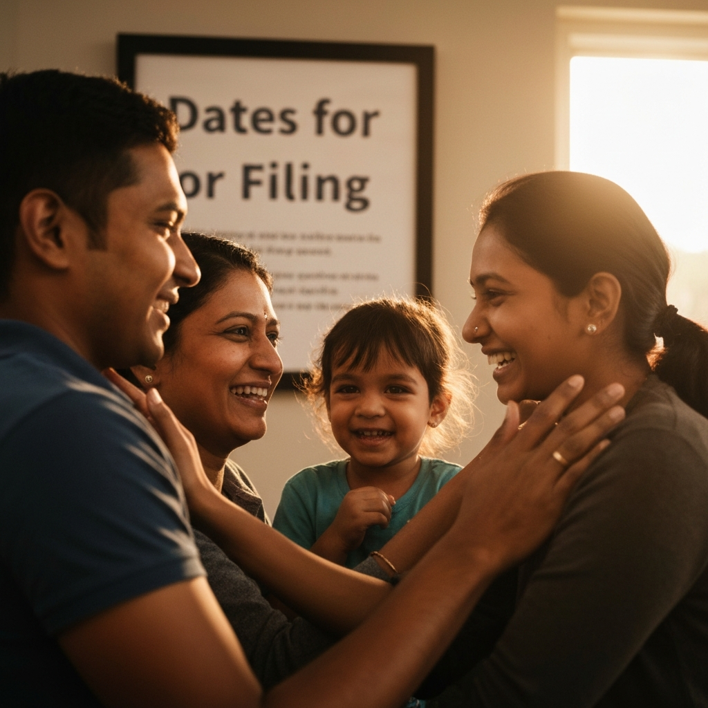 Familia mostrando emocion al escuchar noticias del boletin de visas