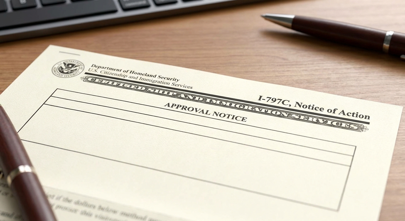 Notificacion de aprobacion USCIS I-797C confirmando una peticion VAWA para hombres.