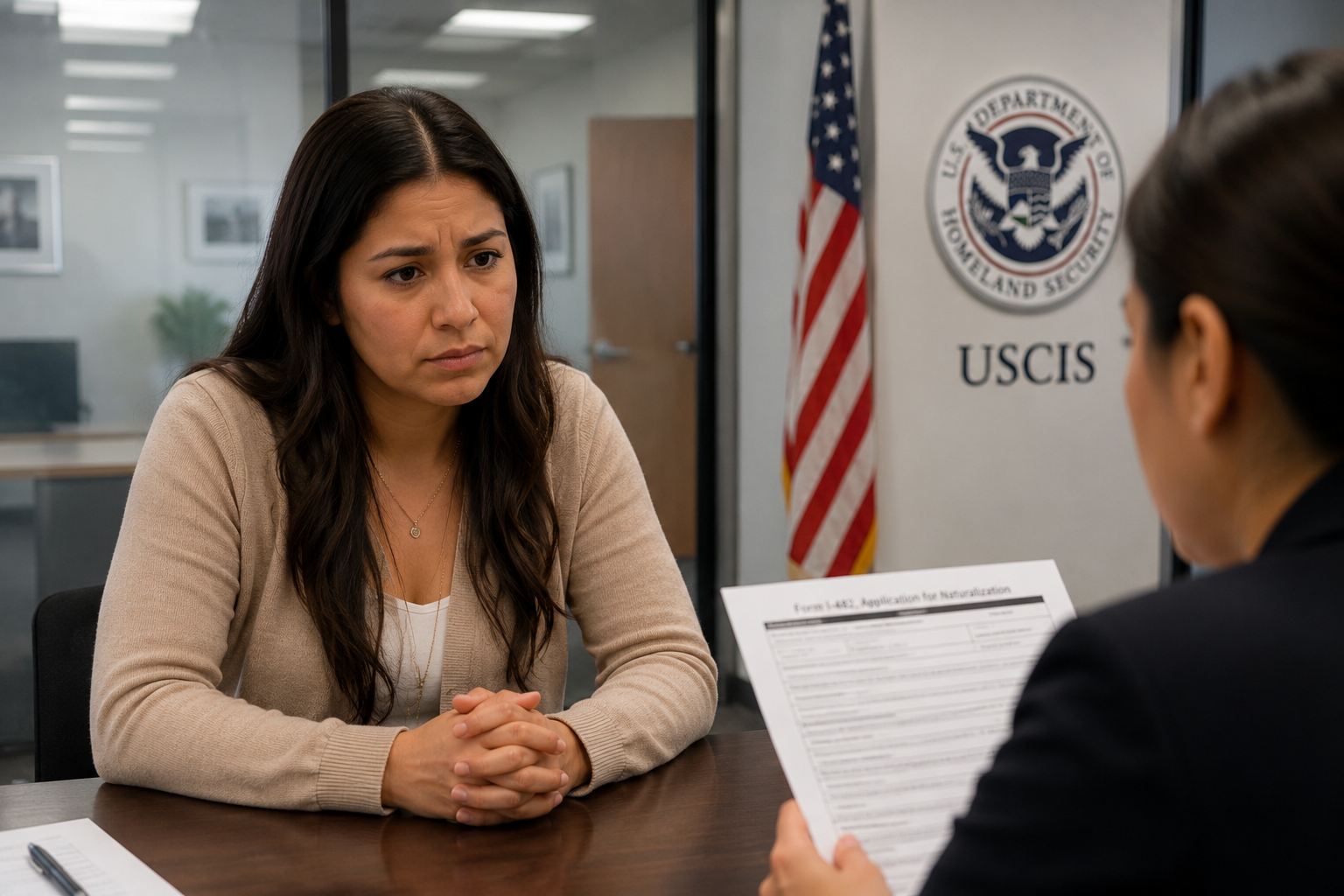 Mujer en entrevista stokes por caso de green card por matrimonio