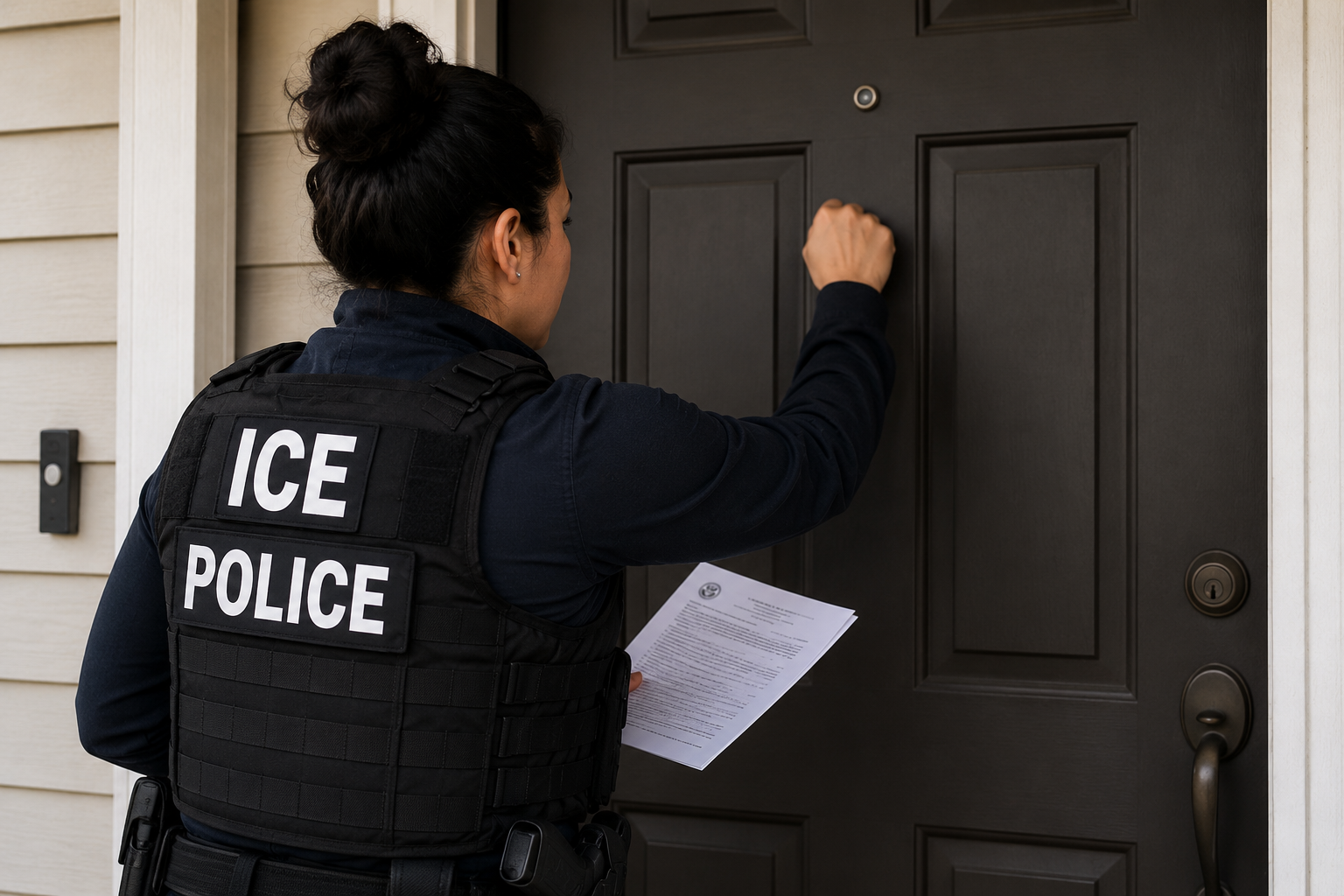 Oficial con una Orden administrativa de ICE