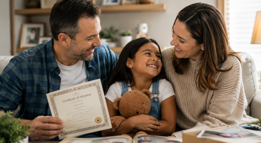 Padres con hijo adoptado internacionalmente
