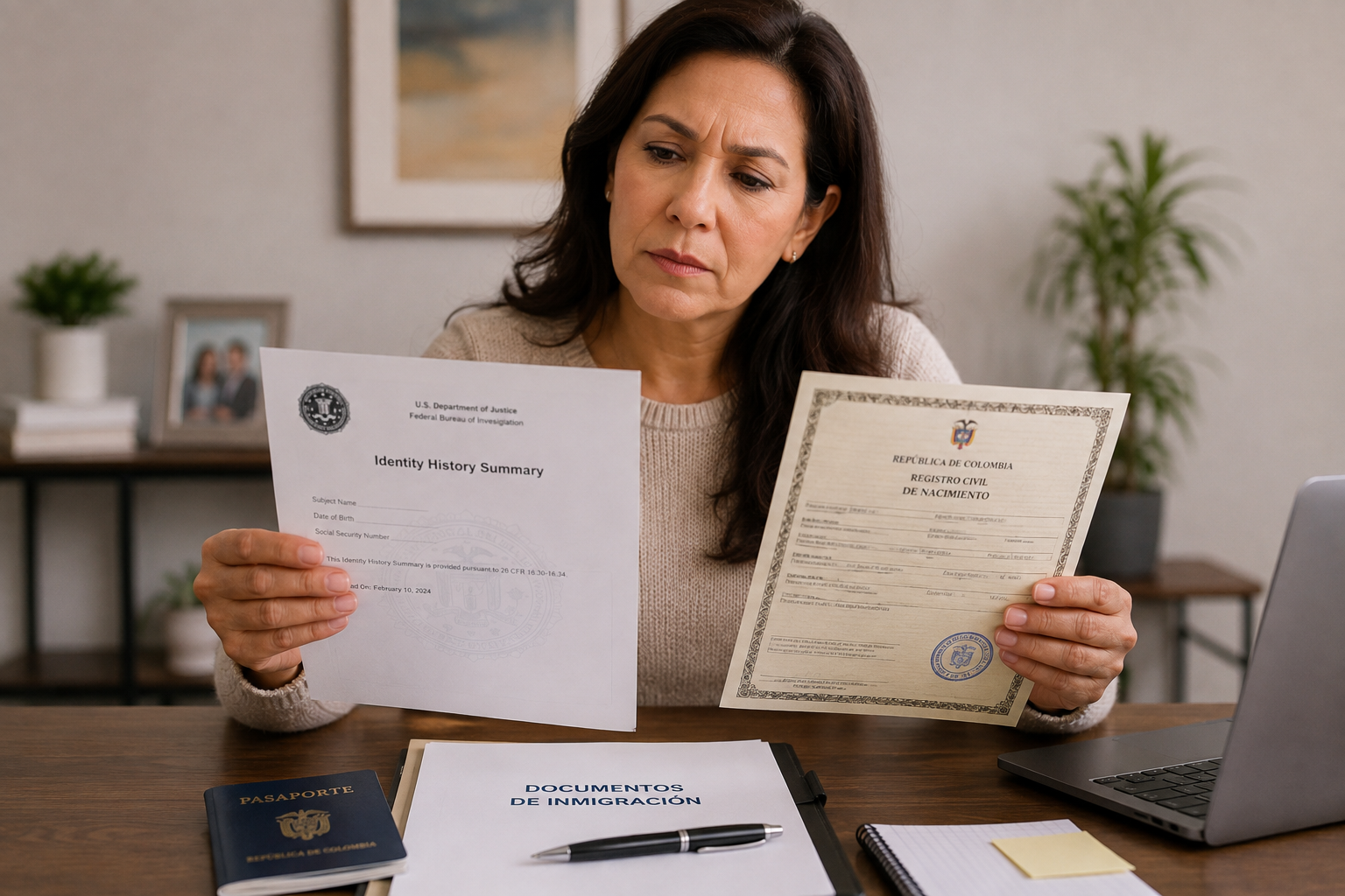 Persona revisando documento de anteedentres penales