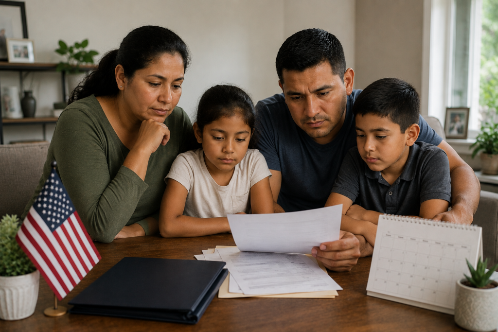 Familia esperando un ajuste de estatus por asilo