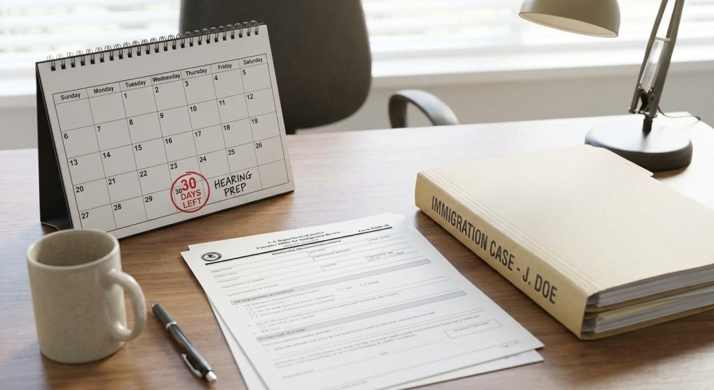 Calendario marcando los treinta dias para resolver que pasa si pierdo mi caso en la corte de inmigracion