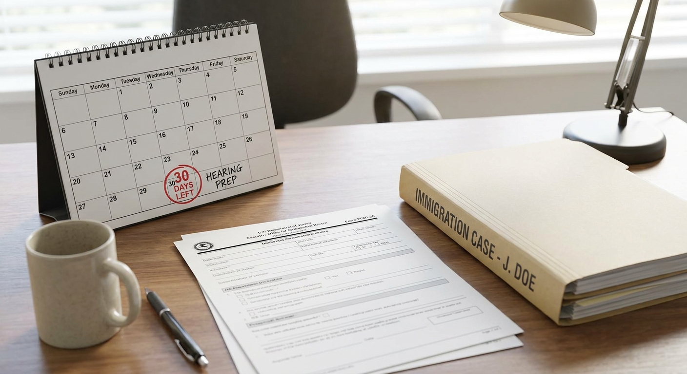Calendario marcando los treinta dias para resolver que pasa si pierdo mi caso en la corte de inmigracion