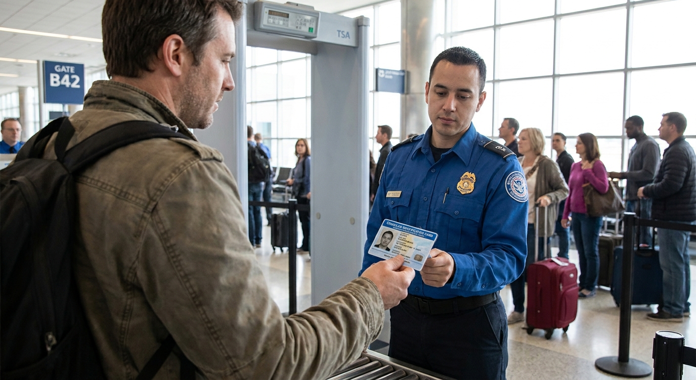 Pasajero revisando qué identificación sirve para volar dentro de Estados Unidos