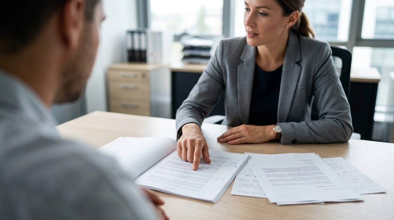 Una asesoria profesional de lado para organizar documentos importantes de forma segura.
